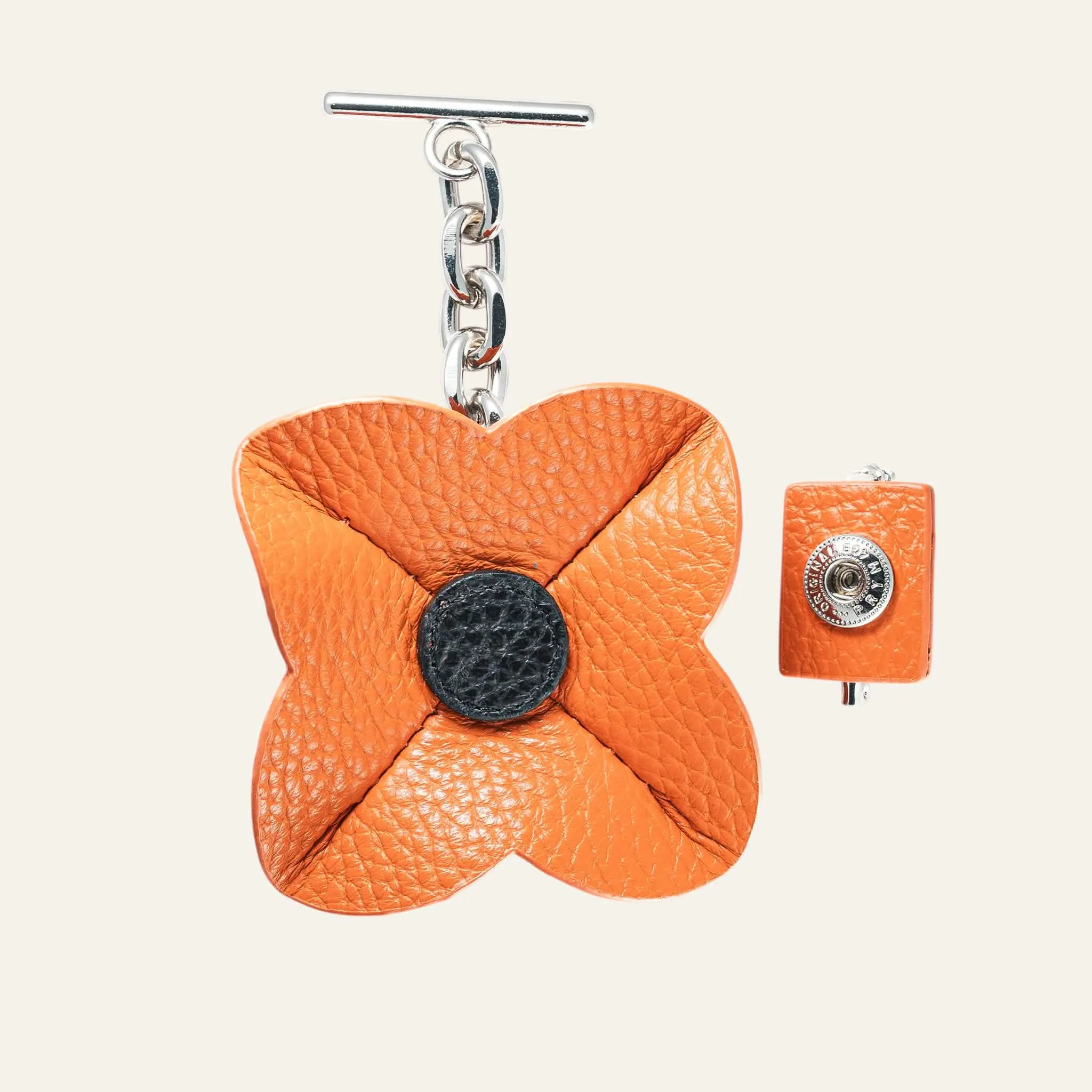 SHape Flower Tassel | Tangerine Black with Silver hardware