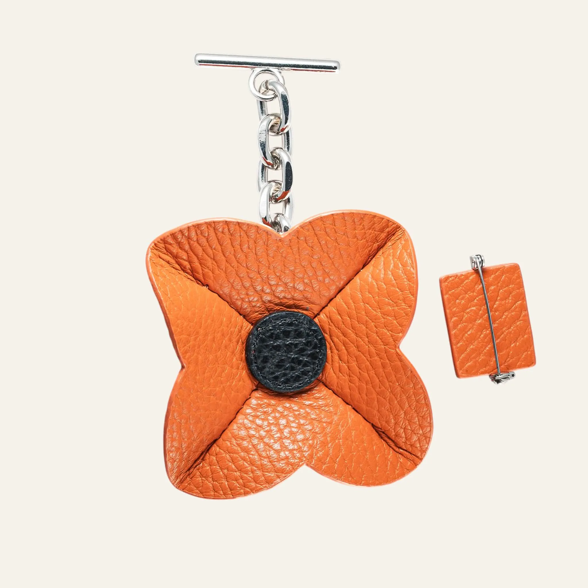 SHape Flower Tassel | Tangerine Black with Silver hardware