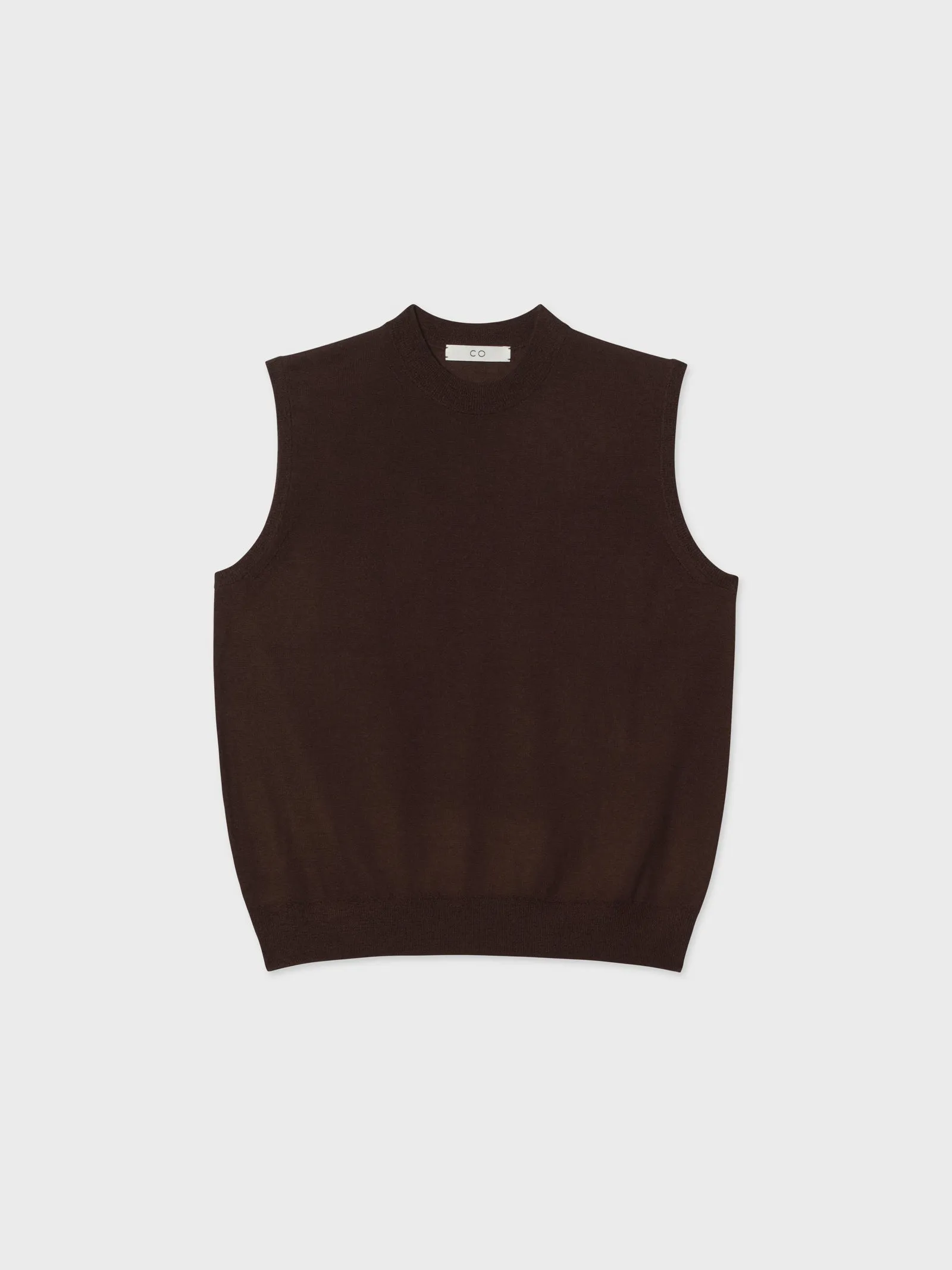 Shell Tank in Fine Cashmere - Chocolate