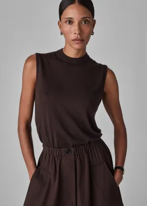 Shell Tank in Fine Cashmere - Chocolate