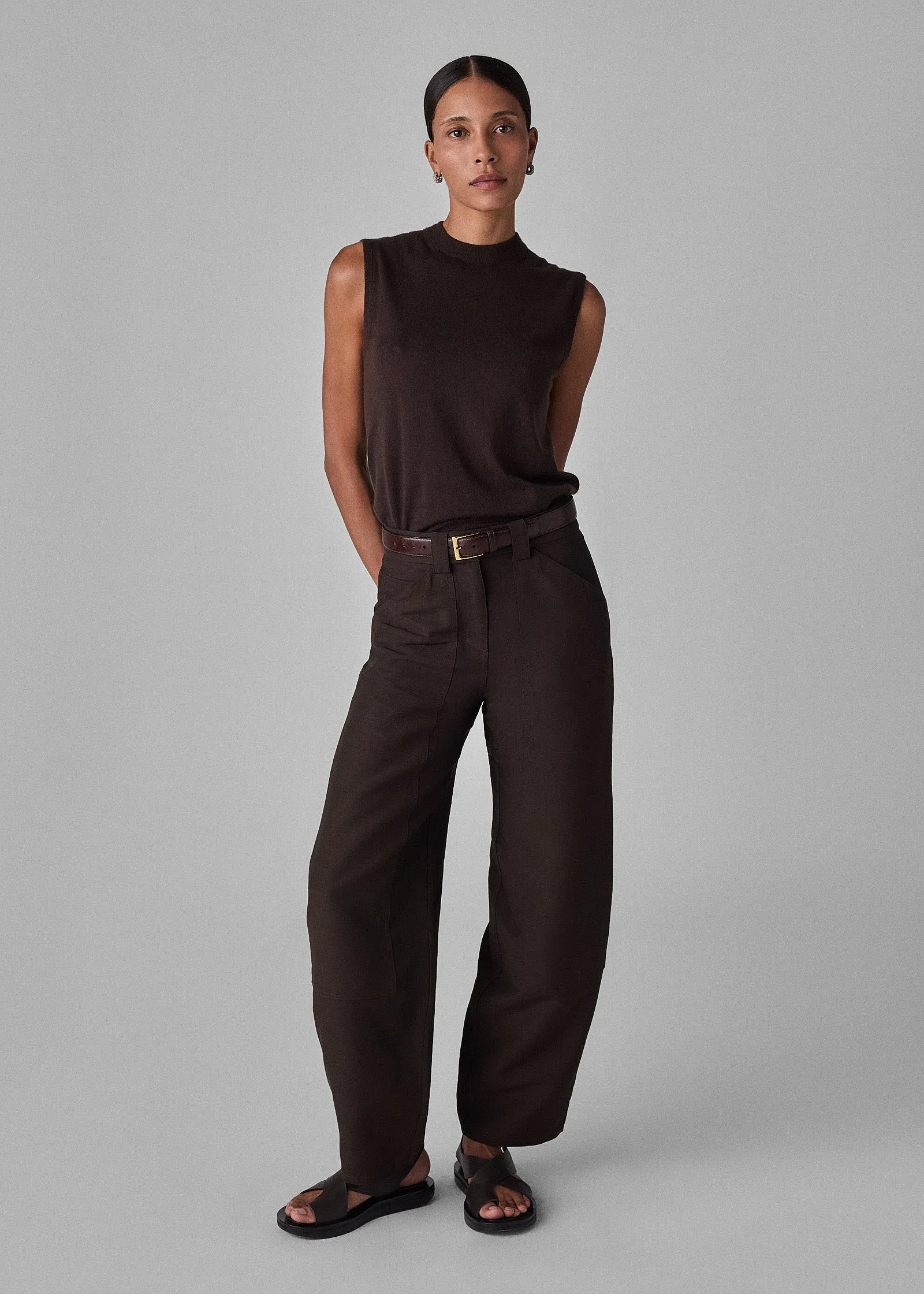 Shell Tank in Fine Cashmere - Chocolate