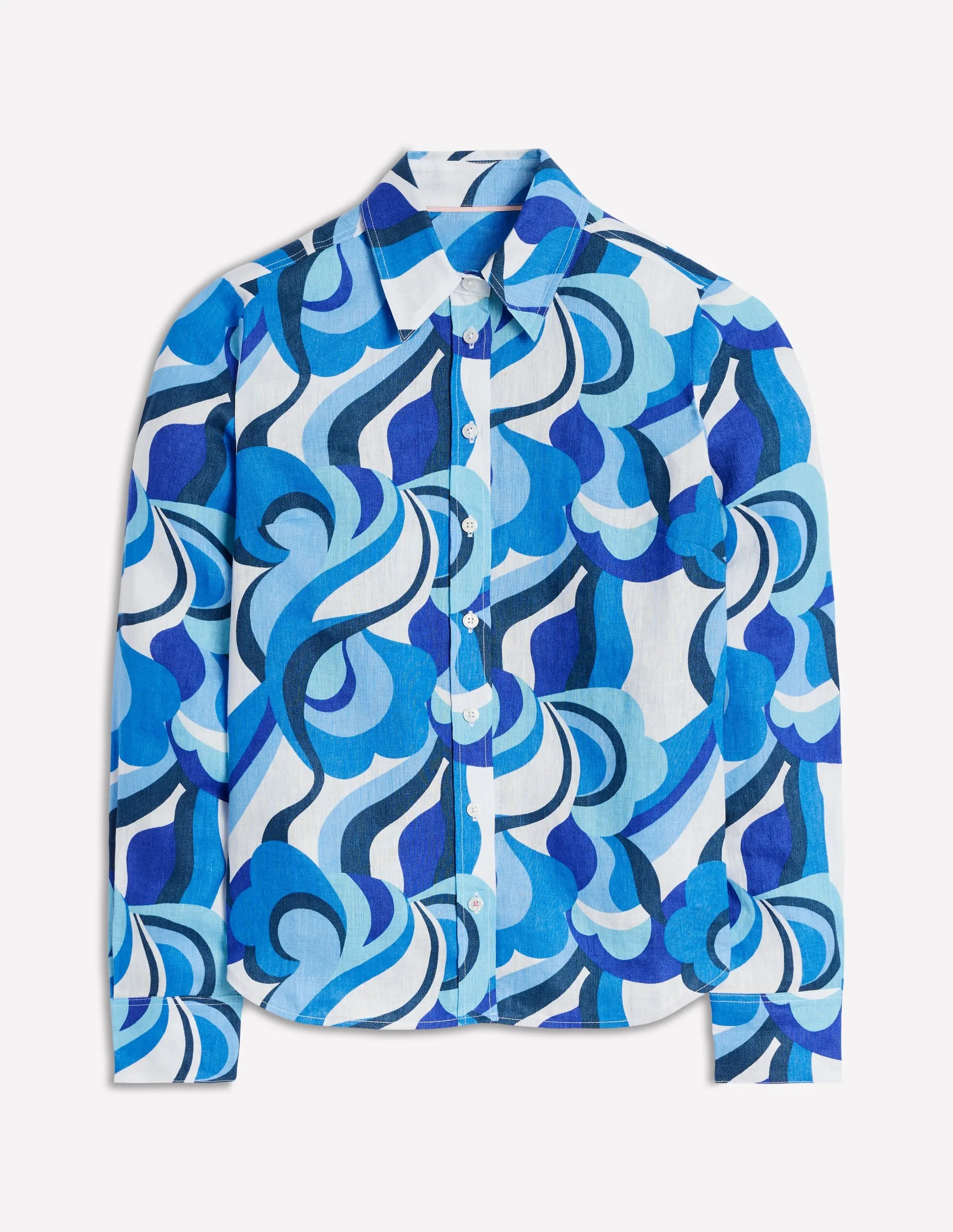 Sienna Linen Shirt-Multi Abstarct Swirl