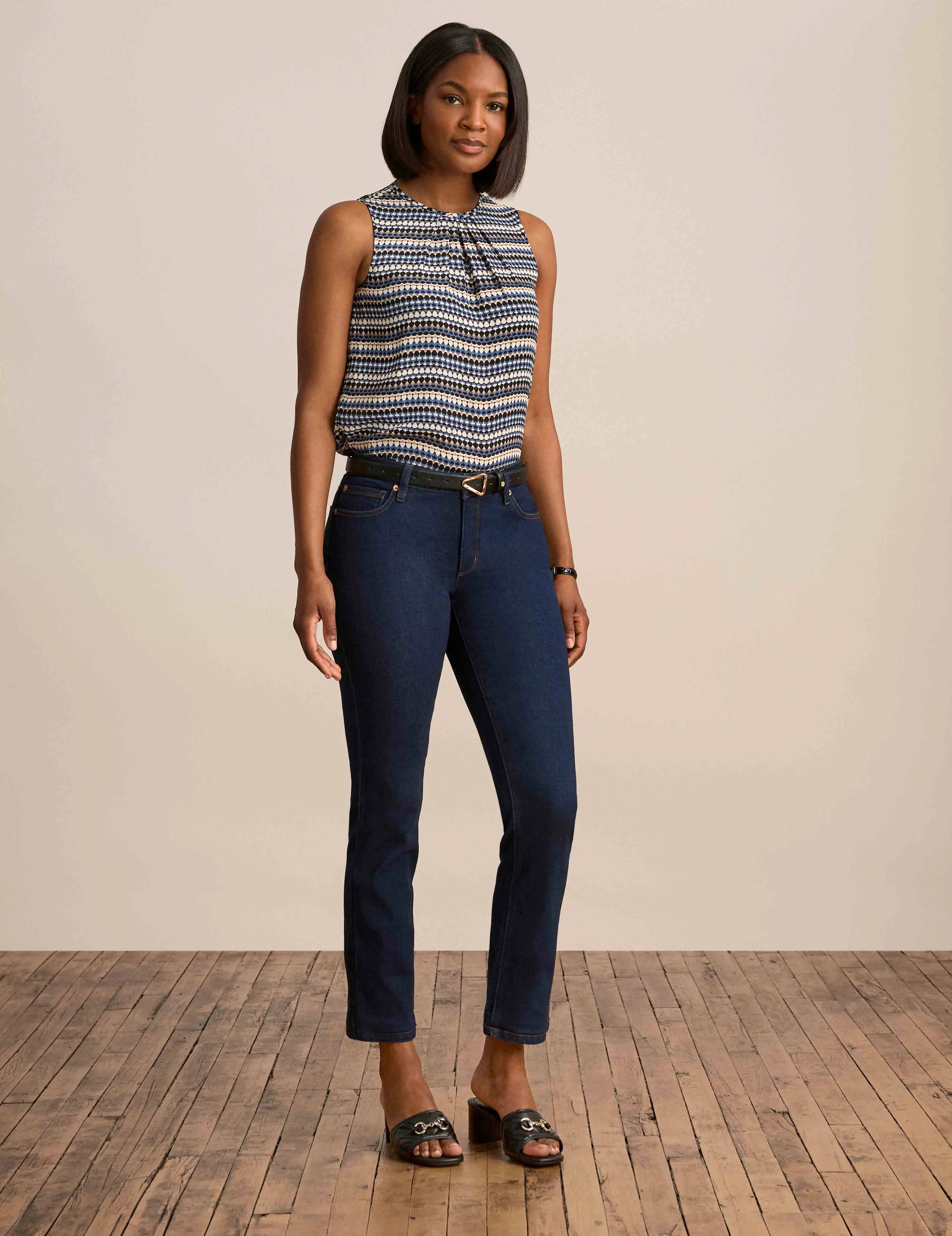 Sleeveless Jewel Neck Blouse - Sale