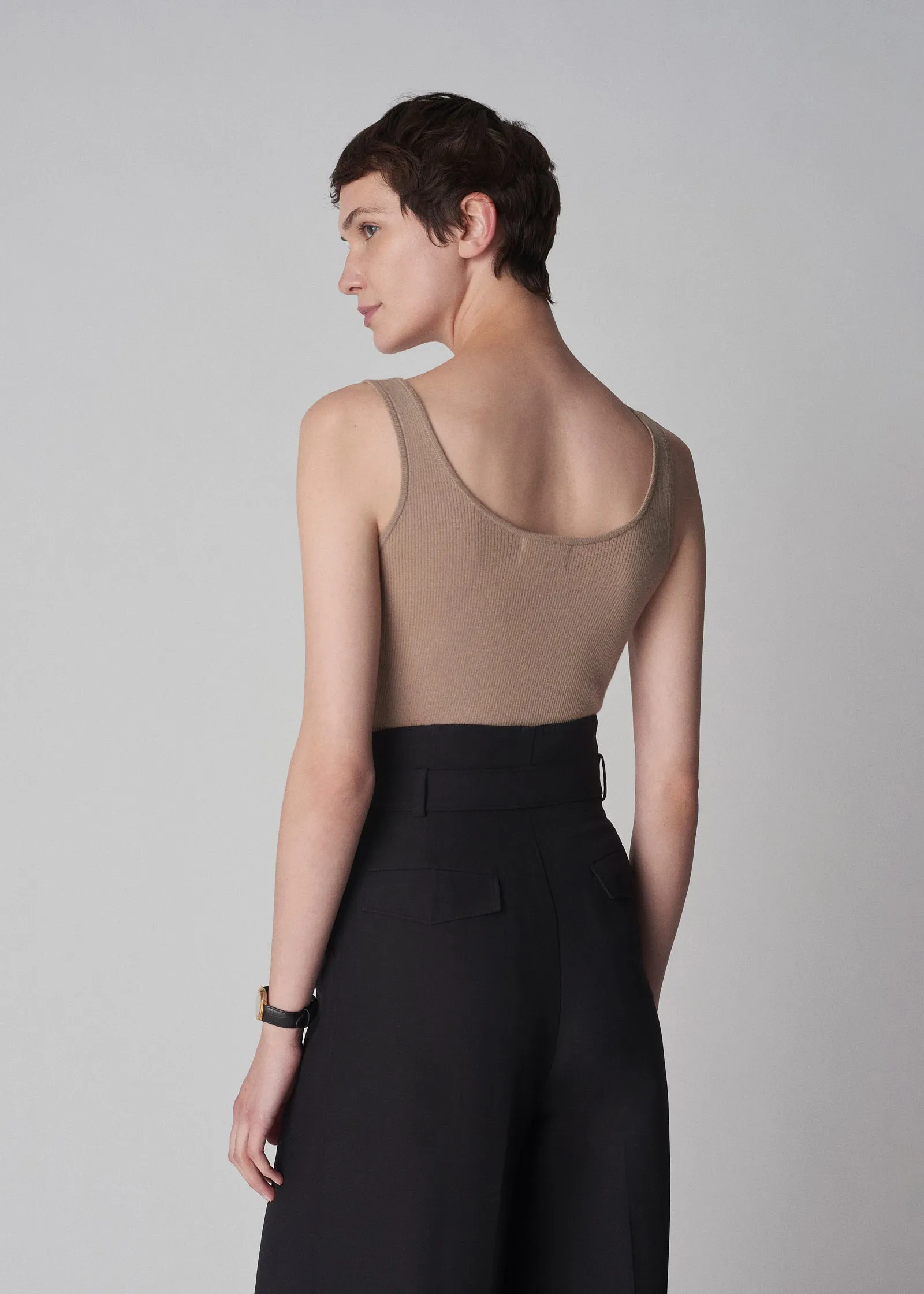 Sweater Tank in Fine Cashmere - Taupe