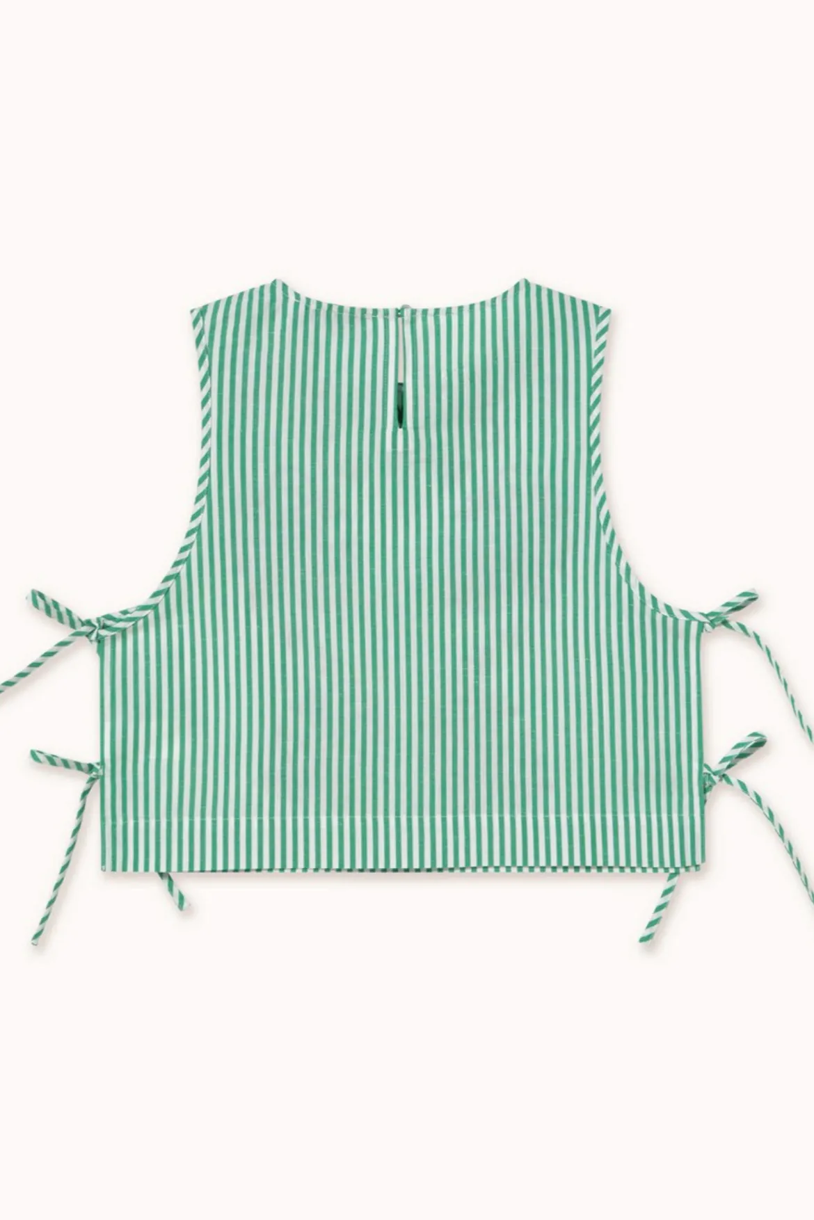 The Tiny Big Sister Striped Embroidered Off White and Emerald Top