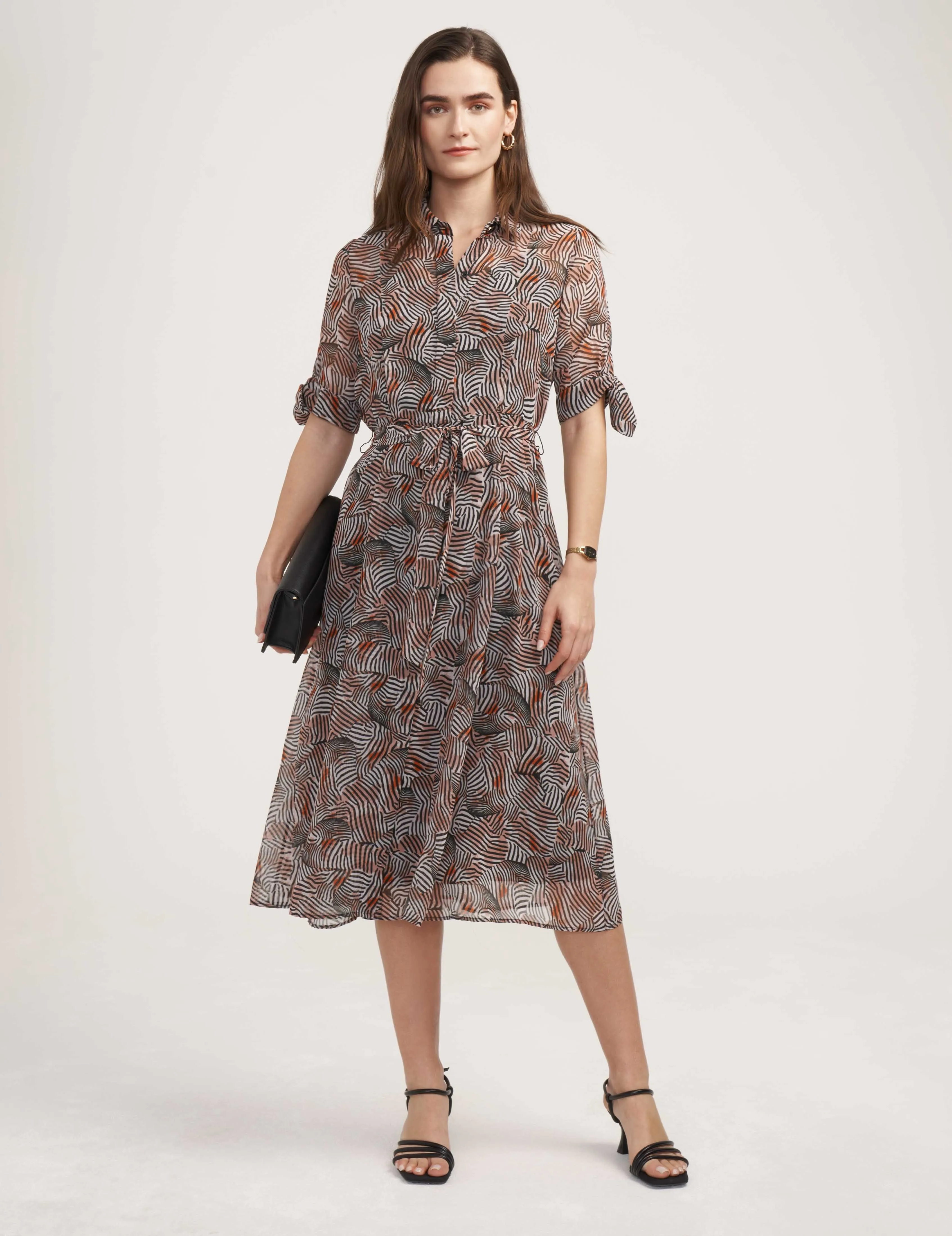 Tie Sleeve Shirt Dress - Clearance
