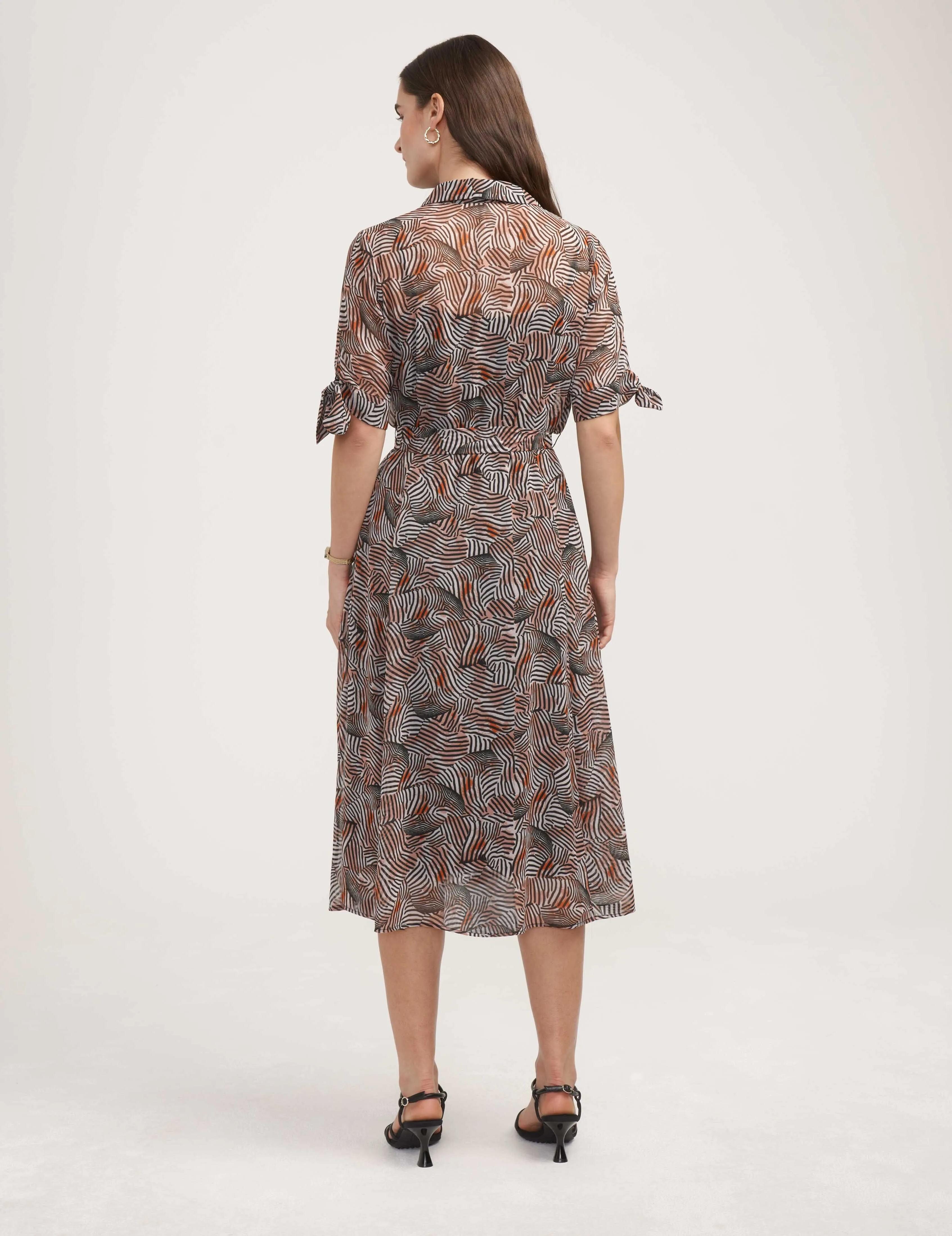 Tie Sleeve Shirt Dress - Clearance
