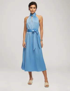 Twist Neck Halter Midi With Sash- Sale