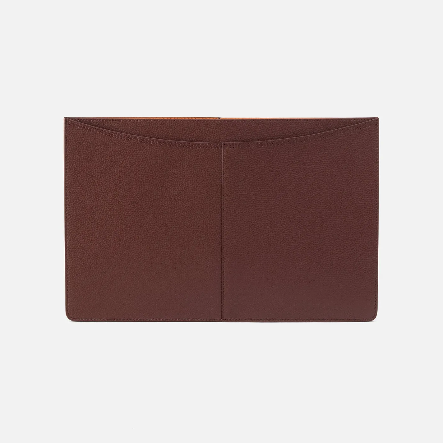 Vida Large Laptop Sleeve in Micro Pebbled Leather - Chocolate
