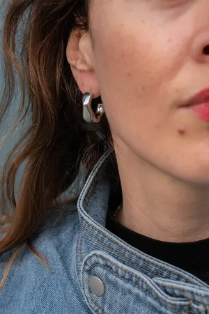 White C Shaped Curve Silver Earrings