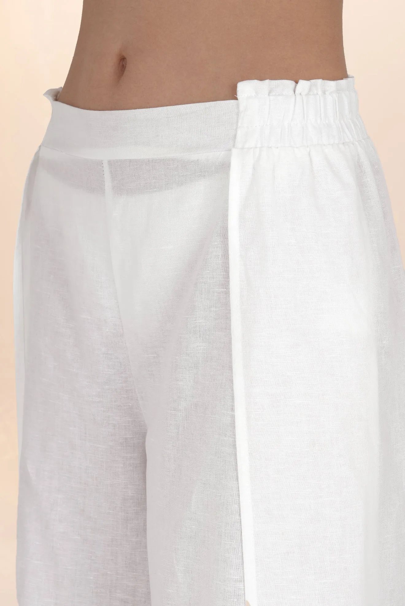 White Open Linen Pants