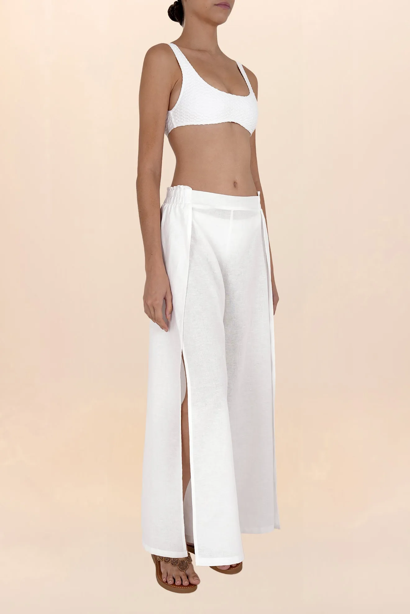 White Open Linen Pants