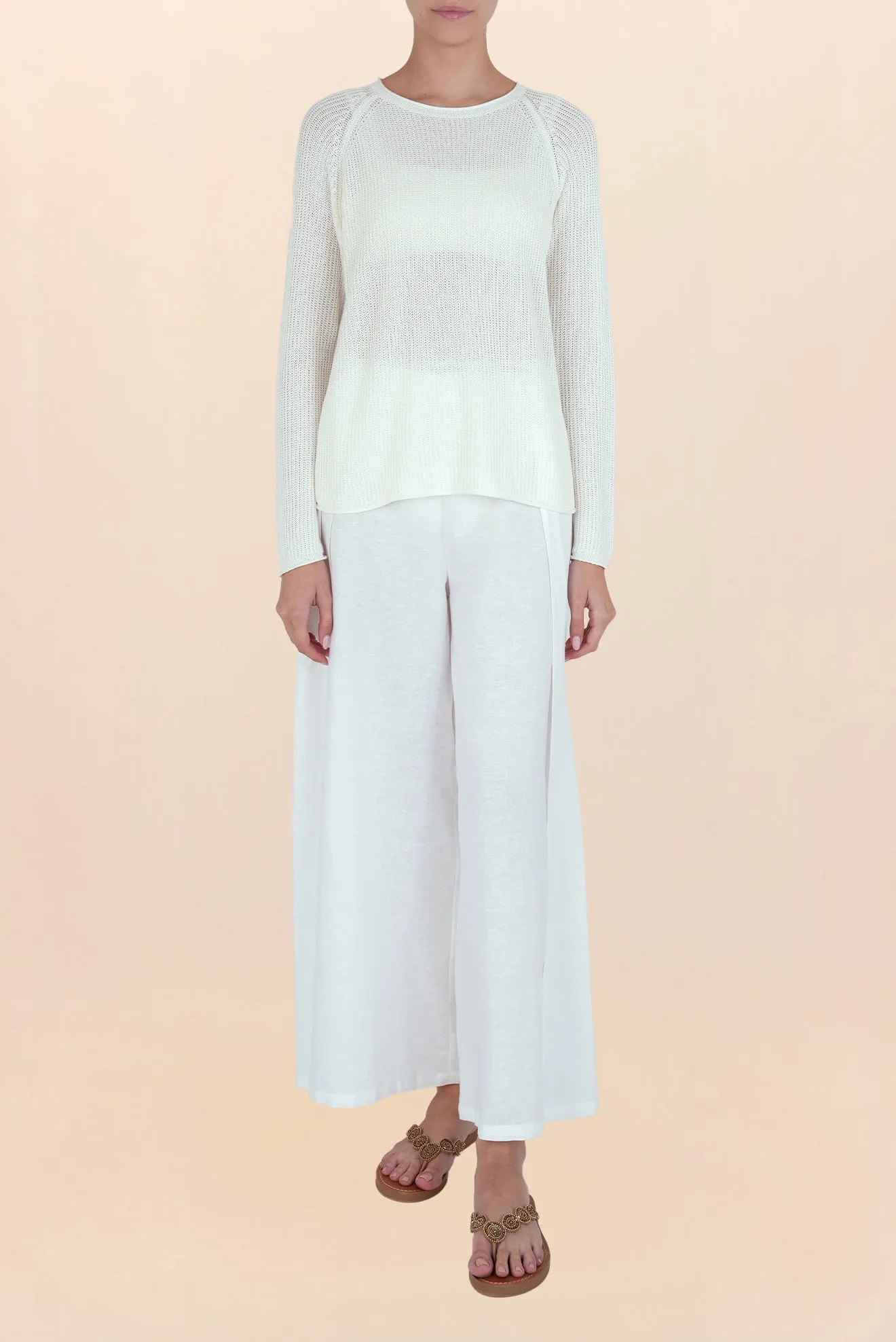 White Round Neck Sweater