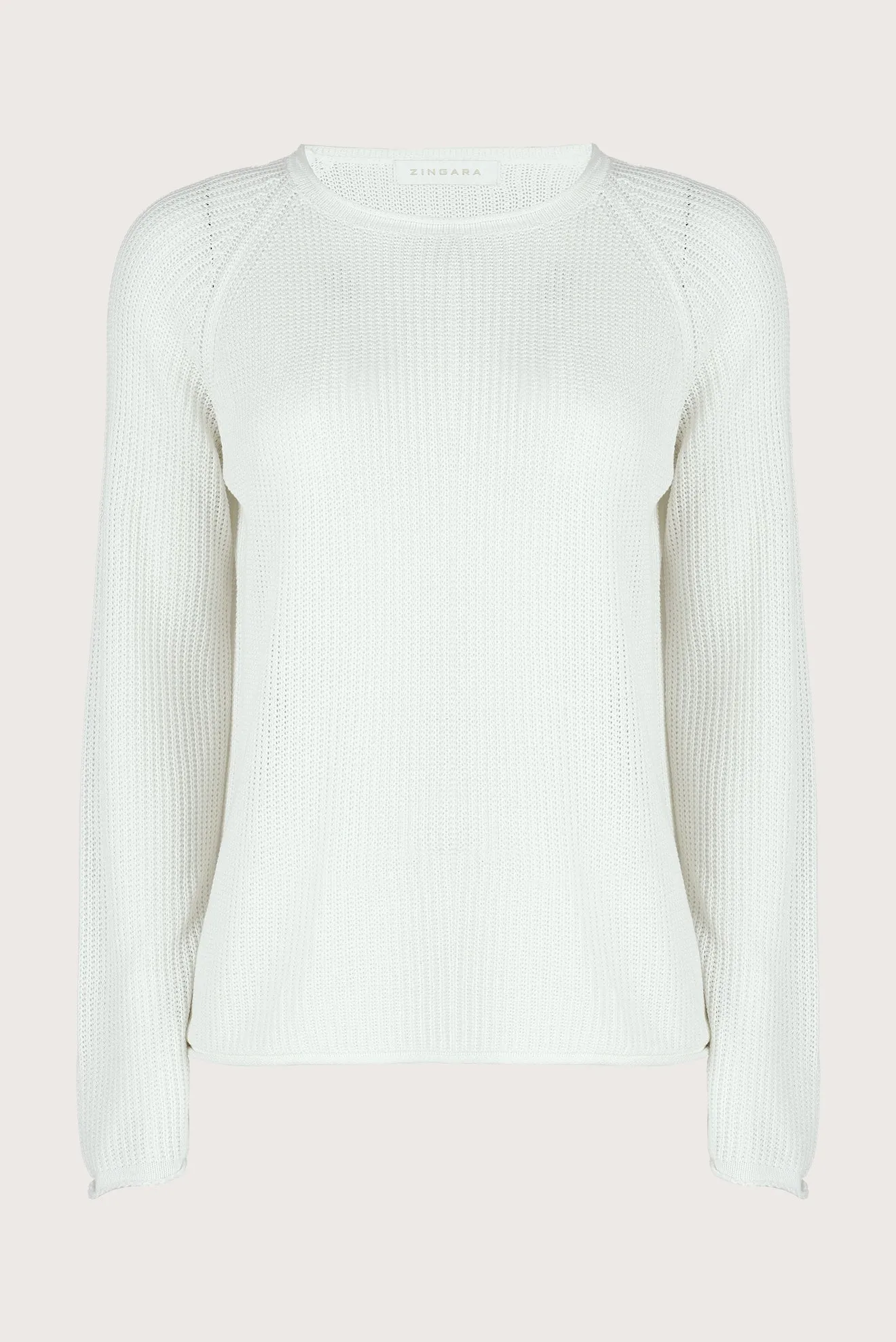 White Round Neck Sweater
